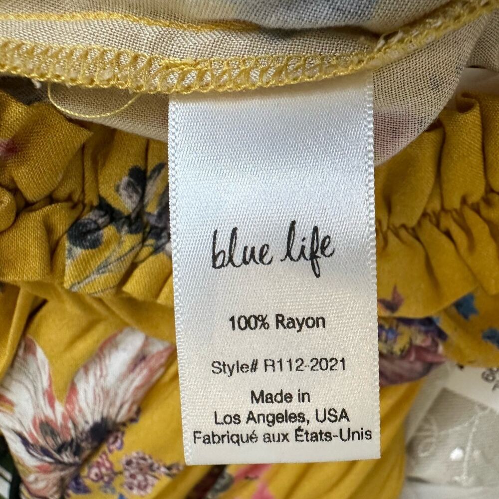 Blue Life Yellow Floral Smocked Waist Ballerina Romper sz XS NWT $180 - Picture 10 of 12
